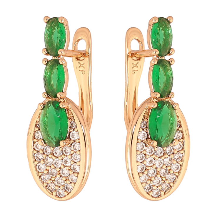 Сережки Xuping колір Позолота 18К англійський замок "Візерунок з кристалами" фото №18 Сережки Xuping колір Позолота 18К англійський замок "Візерунок з кристалами" фото №18