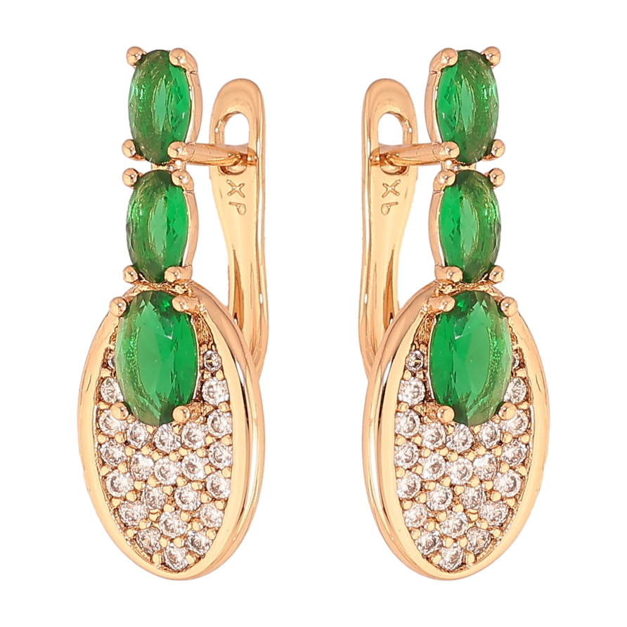 Сережки Xuping колір Позолота 18К англійський замок "Візерунок з кристалами" фото №1