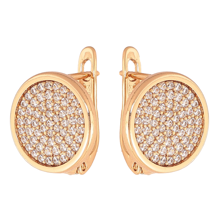 Серьги Xuping цвет Позолота 18К английский замок "Инкрустация кристаллами" фото №8