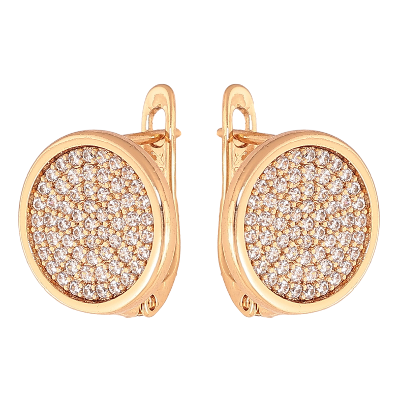 Серьги Xuping цвет Позолота 18К английский замок "Инкрустация кристаллами" фото №2