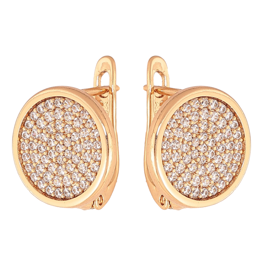 Серьги Xuping цвет Позолота 18К английский замок "Инкрустация кристаллами" фото №1