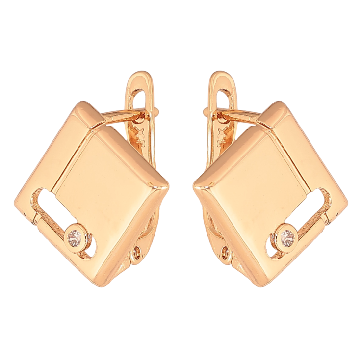 Серьги Xuping цвет Позолота 18К английский замок "Ромбы с узором" фото №21