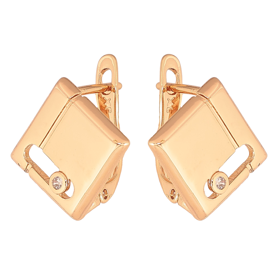 Сережки Xuping колір Позолота 18К англійський замок "Ромби з візерунком" фото №1