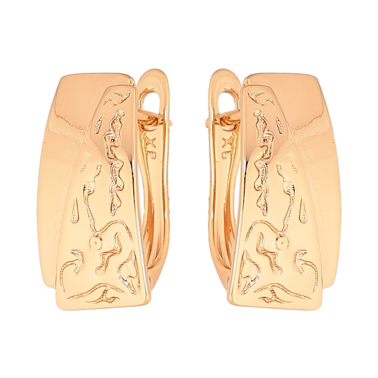 Серьги Xuping цвет Позолота 18К английский замок "Декоративный узор" фото №9