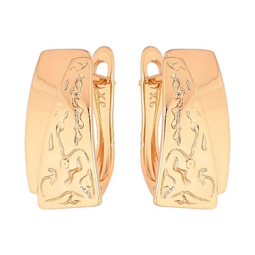 Серьги Xuping цвет Позолота 18К английский замок "Декоративный узор" фото №1