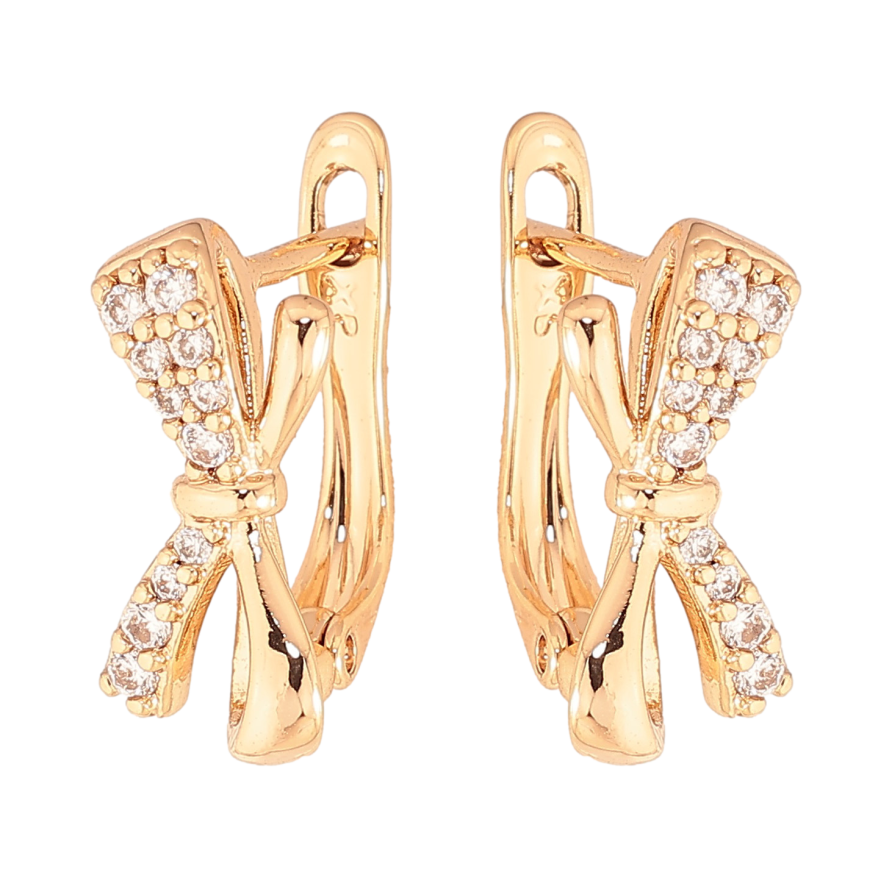 Серьги Xuping цвет Позолота 18K английский замок "Банты" фото №1