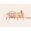 Серьги Xuping цвет Позолота 18K английский замок "Розовый кристалл в обрамлении" фото №2