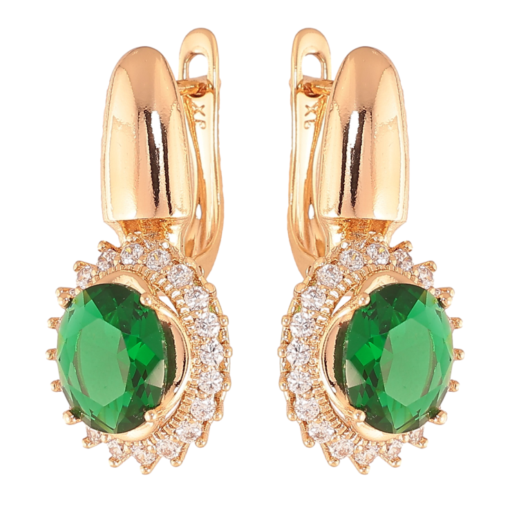 Серьги Xuping цвет Позолота 18K английский замок "Зеленые кристаллы в обрамлении" фото №7 Серьги Xuping цвет Позолота 18K английский замок "Зеленые кристаллы в обрамлении" фото №7