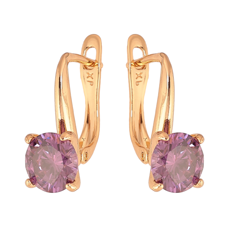 Серьги Xuping цвет Позолота 18K английский замок "Сиреневые кристаллы на дужках" ø 7мм фото №1 Серьги Xuping цвет Позолота 18K английский замок "Сиреневые кристаллы на дужках" ø 7мм фото №1
