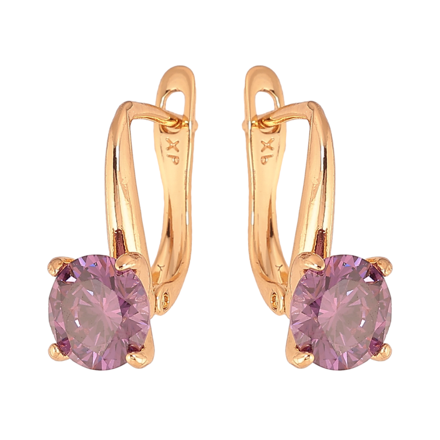 Серьги Xuping цвет Позолота 18K английский замок "Сиреневые кристаллы на дужках" ø 7мм фото №1 Серьги Xuping цвет Позолота 18K английский замок "Сиреневые кристаллы на дужках" ø 7мм фото №1