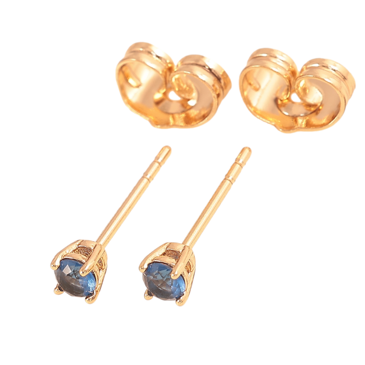 Серьги Xuping цвет Позолота 18К пусеты "Синие кристаллы в 4-х крапановой оправе" ø 3мм фото №24