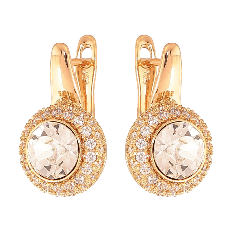 Сережки Xuping колір Позолота 18K англійський замок "Кристали в обрамленні дрібних кристалів" фото №21 Сережки Xuping колір Позолота 18K англійський замок "Кристали в обрамленні дрібних кристалів" фото №21