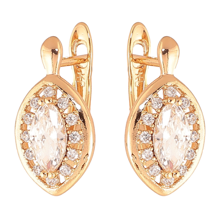 Сережки Xuping колір Позолота 18K англійський замок "Кристали в обрамленні" фото №13