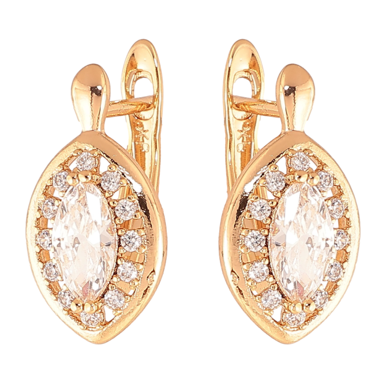 Сережки Xuping колір Позолота 18K англійський замок "Кристали в обрамленні" фото №1 Сережки Xuping колір Позолота 18K англійський замок "Кристали в обрамленні" фото №1