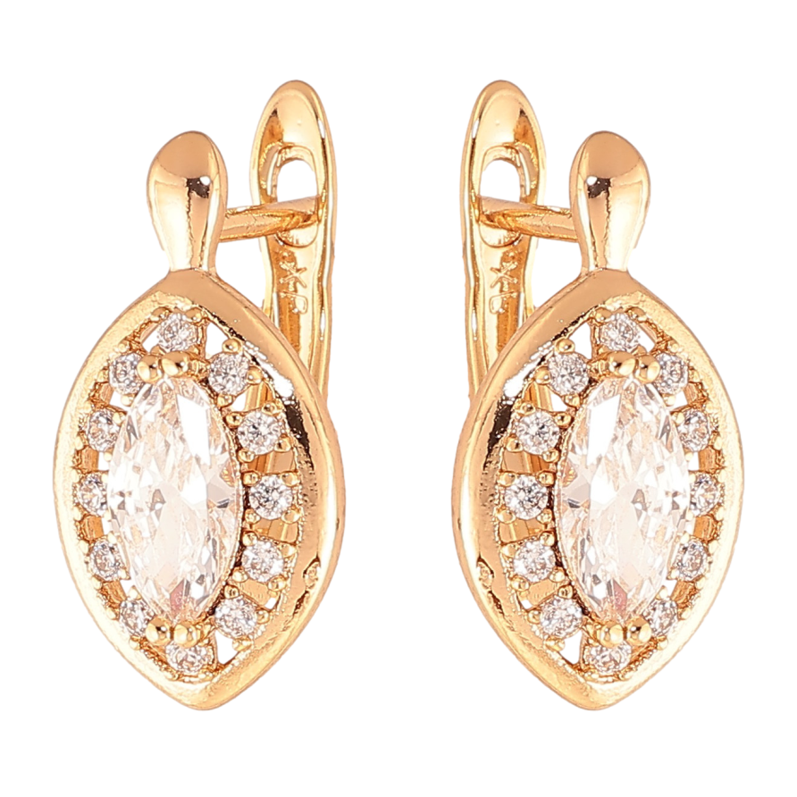 Сережки Xuping колір Позолота 18K англійський замок "Кристали в обрамленні" фото №1 Сережки Xuping колір Позолота 18K англійський замок "Кристали в обрамленні" фото №1