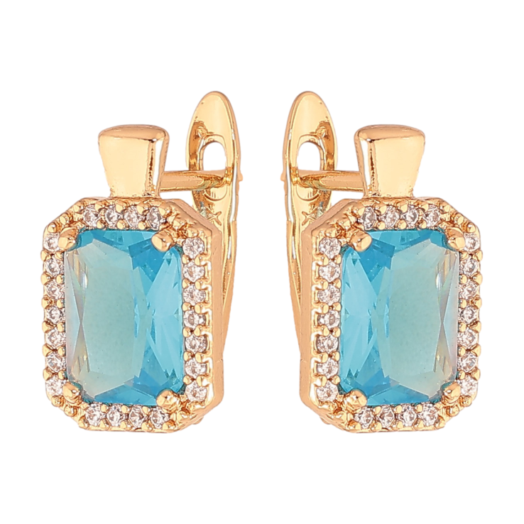 Серьги Xuping цвет Позолота 18K английский замок "Голубые кристаллы в обрамлении" фото №21 Серьги Xuping цвет Позолота 18K английский замок "Голубые кристаллы в обрамлении" фото №21