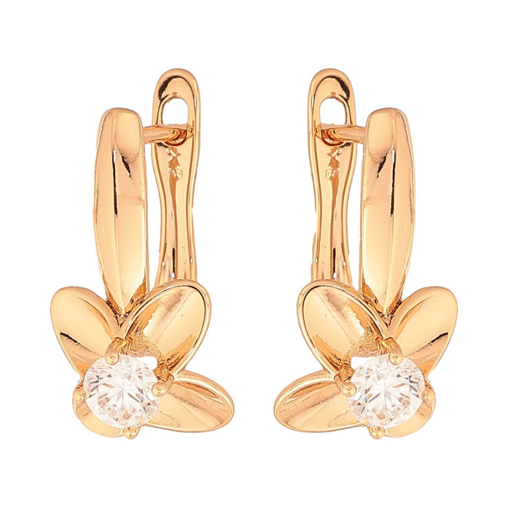 Сережки Xuping колір Позолота 18K англійський замок "Квіточки з кристалами" фото №11 Сережки Xuping колір Позолота 18K англійський замок "Квіточки з кристалами" фото №11