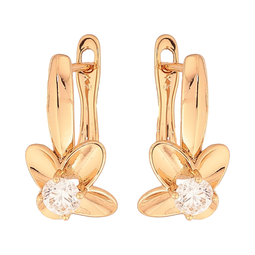 Сережки Xuping колір Позолота 18K англійський замок "Квіточки з кристалами" фото №1