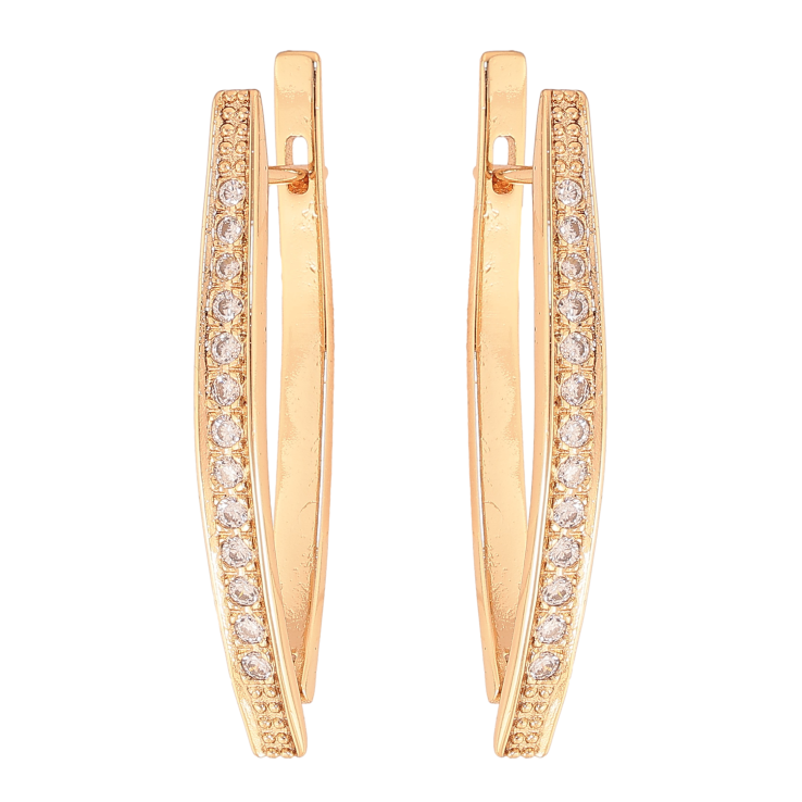 Сережки Xuping колір Позолота 18К англійський замок "Скоби з доріжками кристалів" фото №17