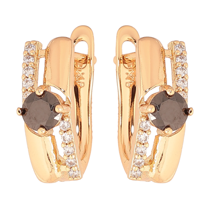 Серьги Xuping цвет Позолота 18К английский замок "Узор с черными кристаллами" фото №19 Серьги Xuping цвет Позолота 18К английский замок "Узор с черными кристаллами" фото №19