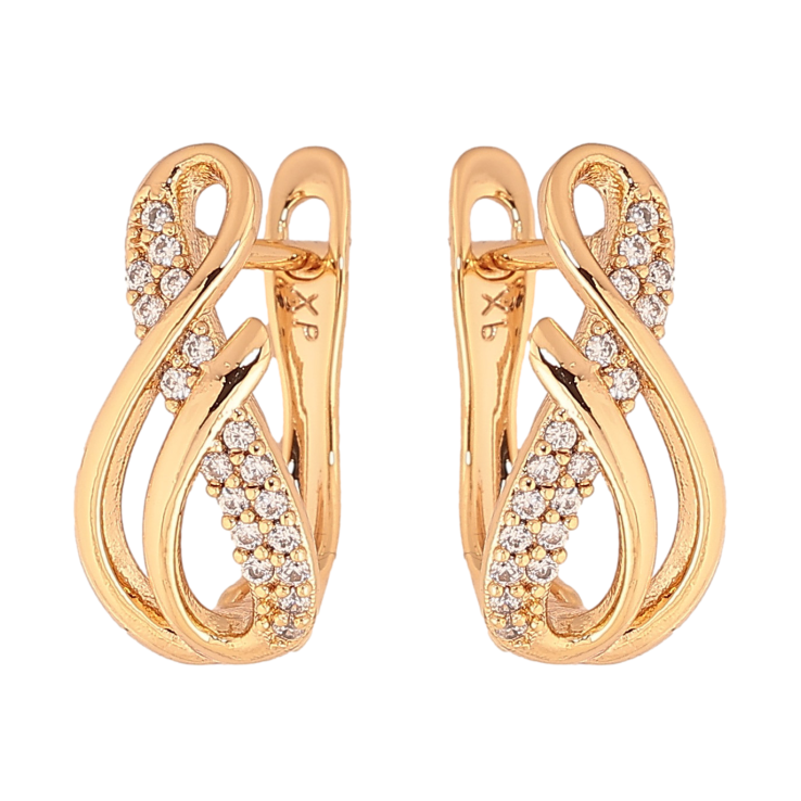 Сережки Xuping колір Позолота 18К англійський замок "Візерунок з кристалами" фото №6 Сережки Xuping колір Позолота 18К англійський замок "Візерунок з кристалами" фото №6