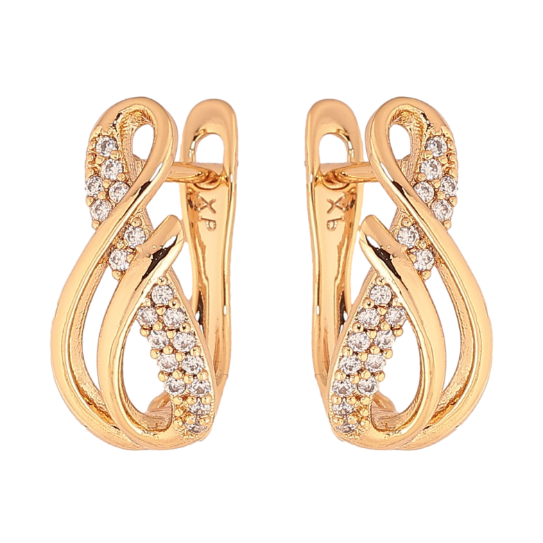 Серьги Xuping цвет Позолота 18К английский замок "Узор с кристаллами" фото №1 Серьги Xuping цвет Позолота 18К английский замок "Узор с кристаллами" фото №1