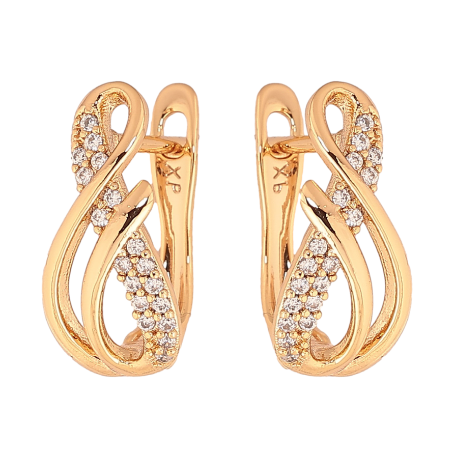 Сережки Xuping колір Позолота 18К англійський замок "Візерунок з кристалами" фото №1