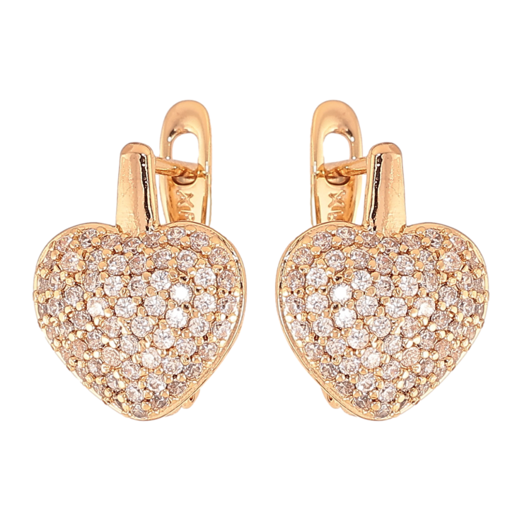 Сережки Xuping колір Позолота 18К англійський замок "Сердечки з інкрустацією кристалами" фото №21