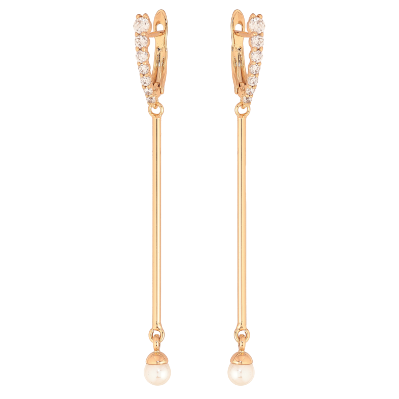 Серьги Xuping цвет Позолота 18К английский замок "Жемчужные подвески" фото №1