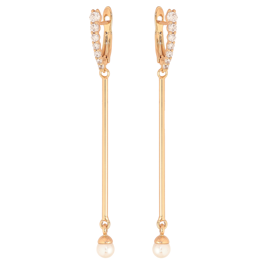 Сережки Xuping колір Позолота 18К англійський замок "Перлинні підвіски" фото №1