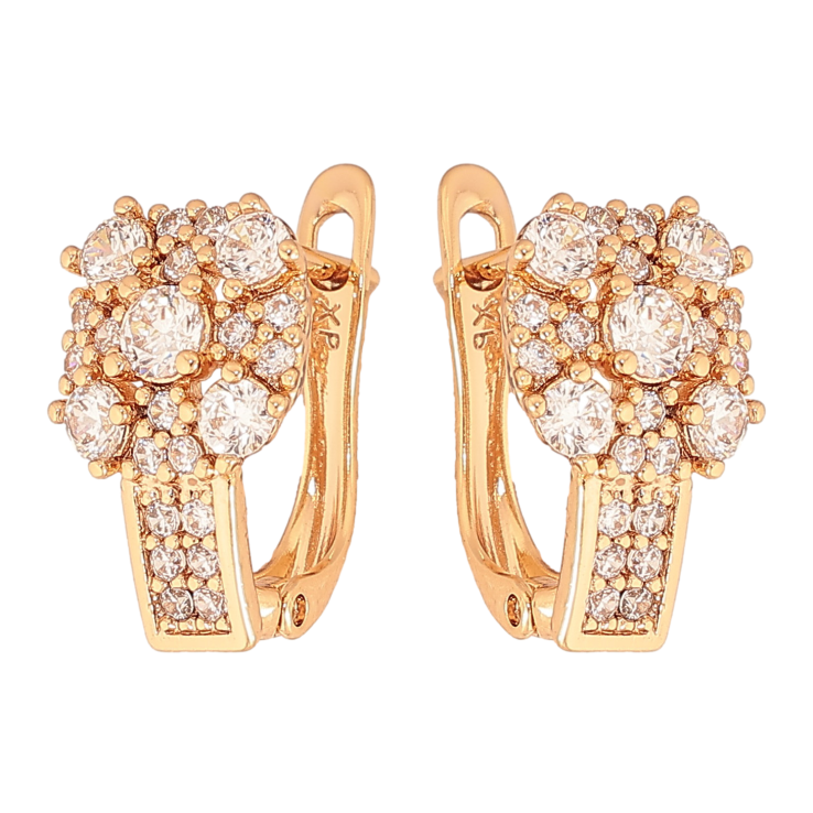 Серьги Xuping цвет Позолота 18K английский замок "Инкрустация кристаллами" фото №7