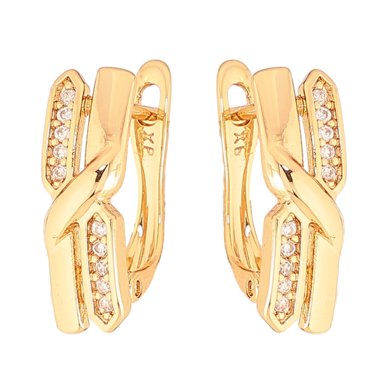 Серьги Xuping цвет Позолота 18K английский замок "Узор с кристаллами" фото №1