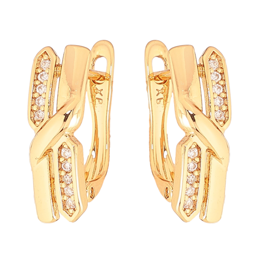 Серьги Xuping цвет Позолота 18K английский замок "Узор с кристаллами" фото №1