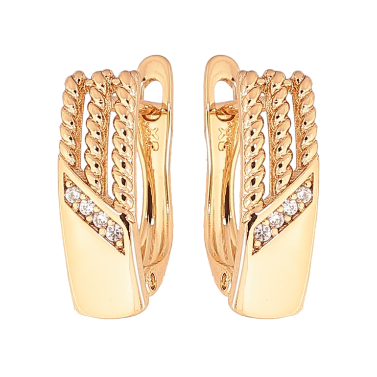 Сережки Xuping колір Позолота 18K англійський замок "Візерунок з кристалами" фото №24 Сережки Xuping колір Позолота 18K англійський замок "Візерунок з кристалами" фото №24