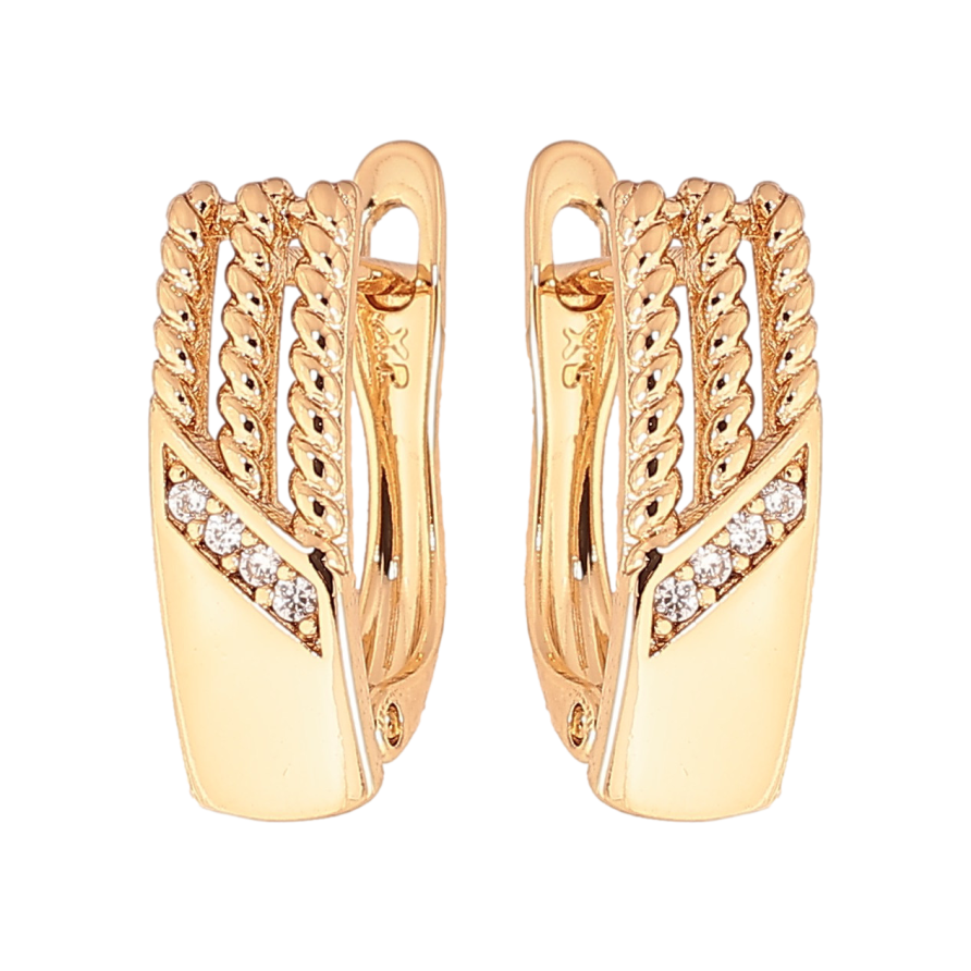 Серьги Xuping цвет Позолота 18K английский замок "Узор с кристаллами" фото №1