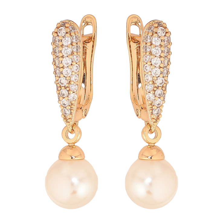 Серьги Xuping цвет Позолота 18К английский замок "Жемчужные подвески" фото №16 Серьги Xuping цвет Позолота 18К английский замок "Жемчужные подвески" фото №16