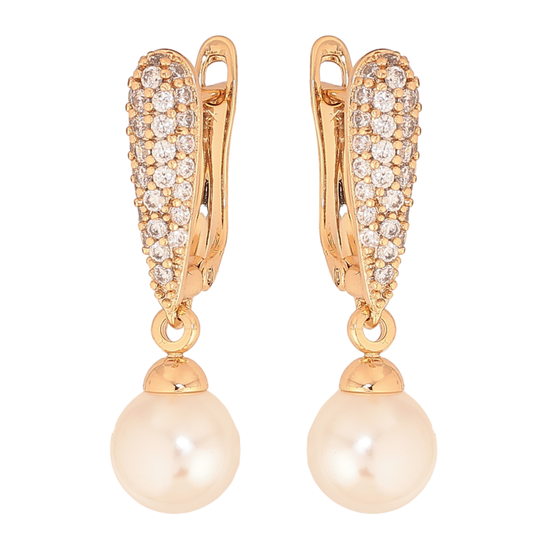 Сережки Xuping колір Позолота 18К англійський замок "Перлинні підвіски" фото №1 Сережки Xuping колір Позолота 18К англійський замок "Перлинні підвіски" фото №1