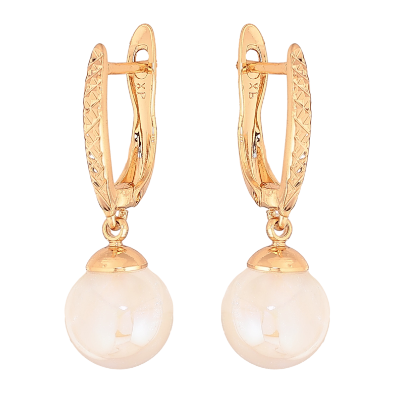 Серьги Xuping цвет Позолота 18К английский замок "Жемчужные подвески" фото №3 Серьги Xuping цвет Позолота 18К английский замок "Жемчужные подвески" фото №3