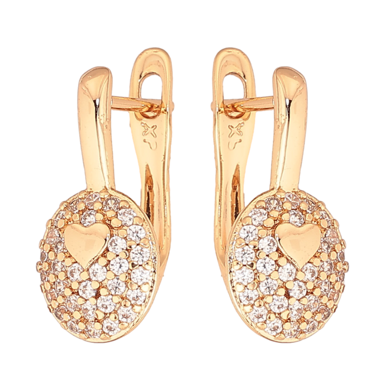 Сережки Xuping колір Позолота 18К англійський замок "Візерунок з кристалами" фото №1 Сережки Xuping колір Позолота 18К англійський замок "Візерунок з кристалами" фото №1