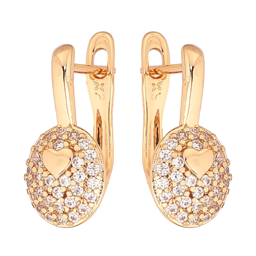 Сережки Xuping колір Позолота 18К англійський замок "Візерунок з кристалами" фото №1