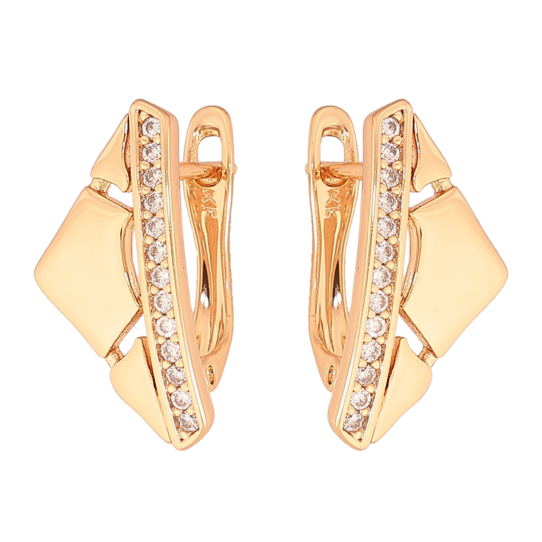 Серьги Xuping цвет Позолота 18К английский замок "Узор с кристаллами" фото №1 Серьги Xuping цвет Позолота 18К английский замок "Узор с кристаллами" фото №1