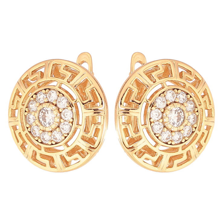 Серьги Xuping цвет Позолота 18К английский замок "Греческий узор с кристаллами" фото №15 Серьги Xuping цвет Позолота 18К английский замок "Греческий узор с кристаллами" фото №15