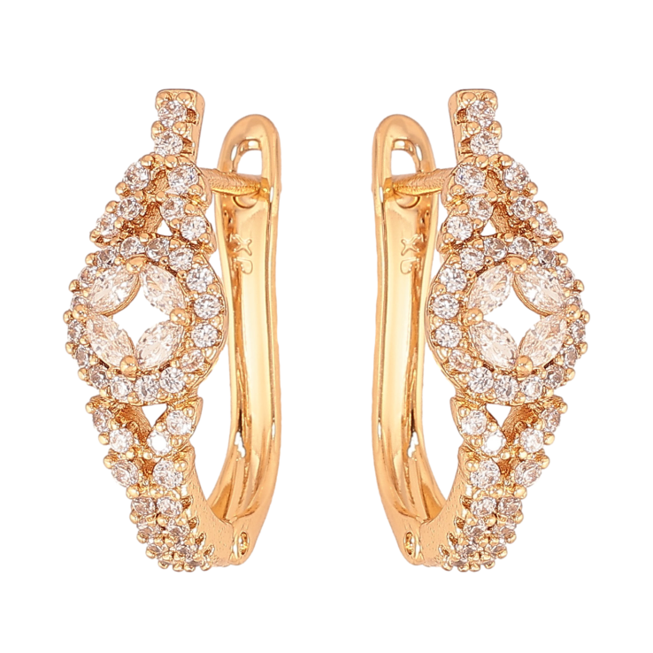 Сережки Xuping колір Позолота 18К англійський замок "Візерунок з кристалами" фото №13