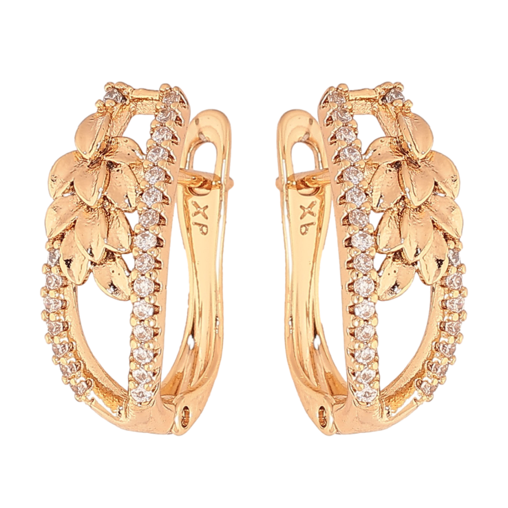 Серьги Xuping цвет Позолота 18К английский замок "Узор с кристаллами" фото №23