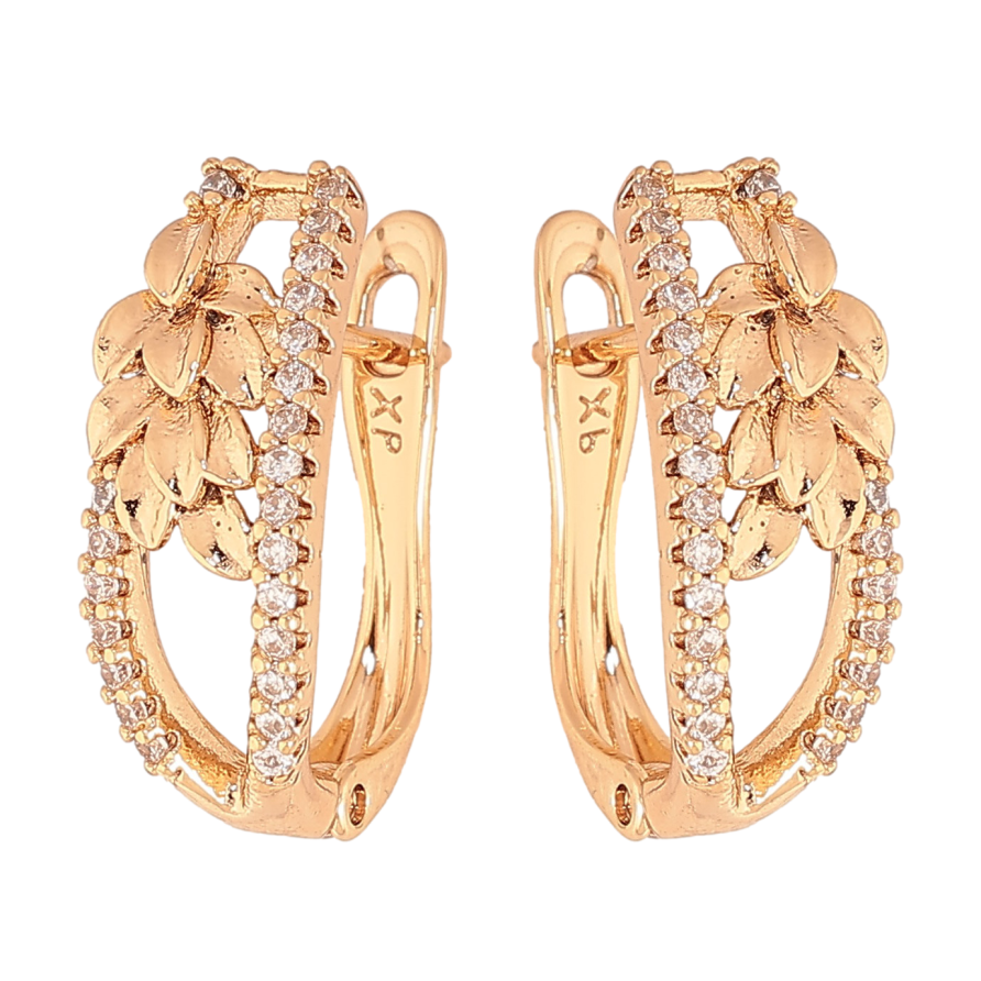 Серьги Xuping цвет Позолота 18К английский замок "Узор с кристаллами" фото №1