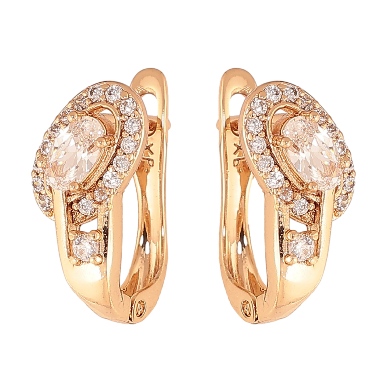 Серьги Xuping цвет Позолота 18К английский замок "Узор с кристаллами" фото №5