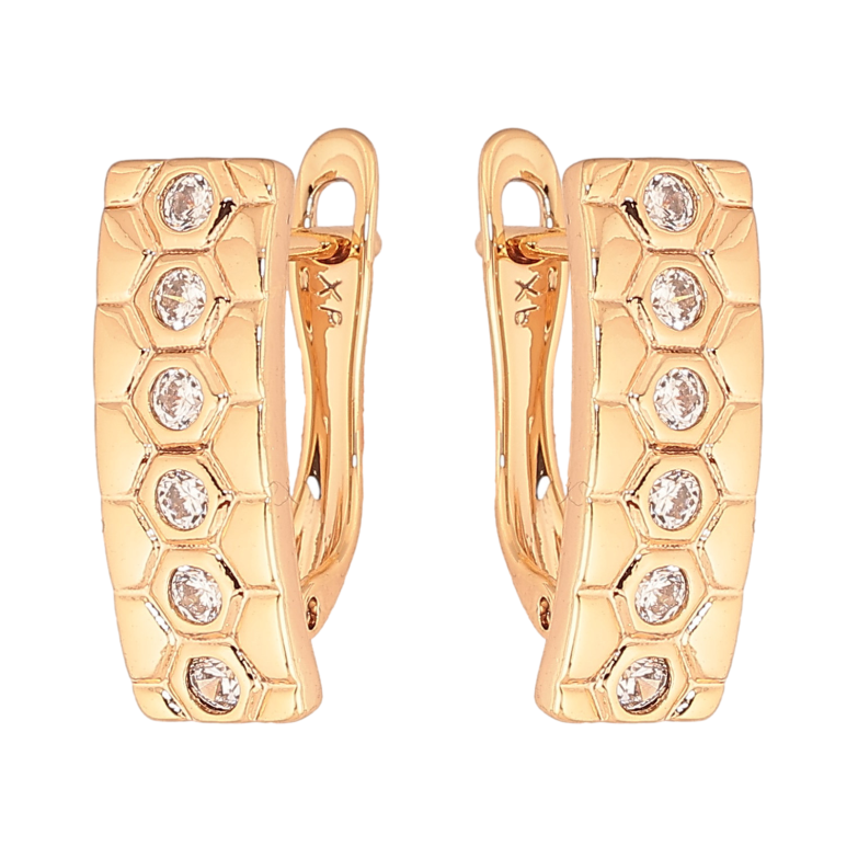 Сережки Xuping колір Позолота 18К англійський замок "Візерунок з кристалами" фото №1 Сережки Xuping колір Позолота 18К англійський замок "Візерунок з кристалами" фото №1