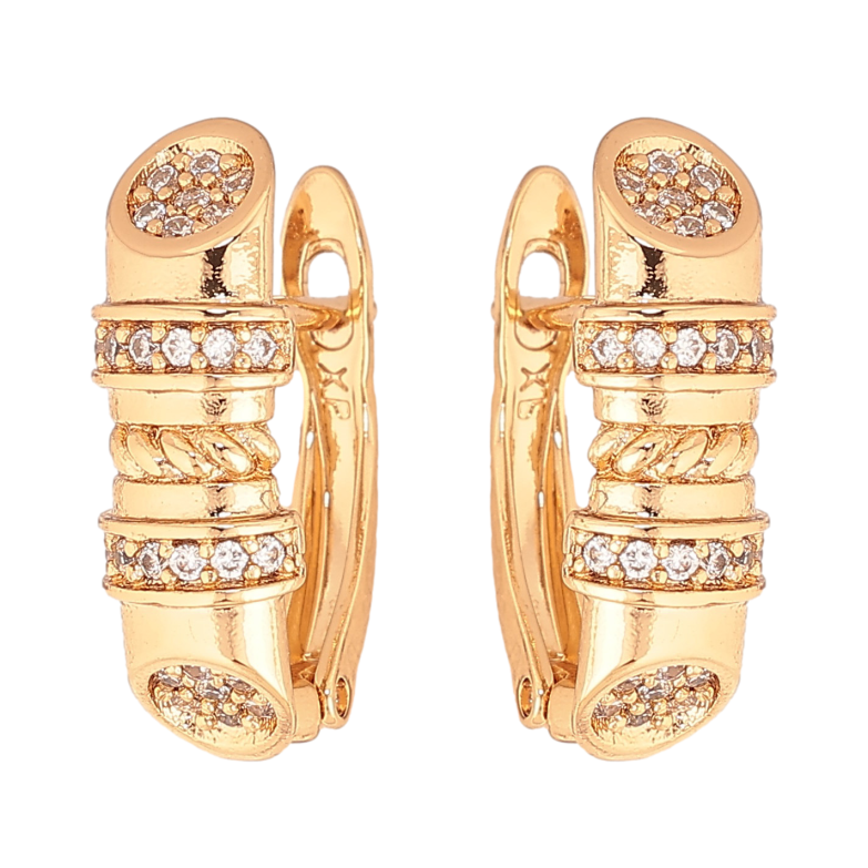 Серьги Xuping цвет Позолота 18K английский замок "Узор с кристаллами" фото №1