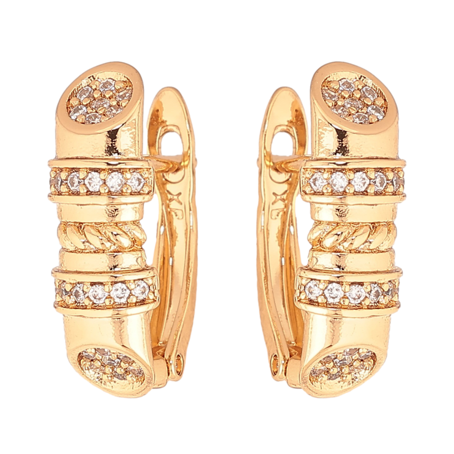 Серьги Xuping цвет Позолота 18K английский замок "Узор с кристаллами" фото №1