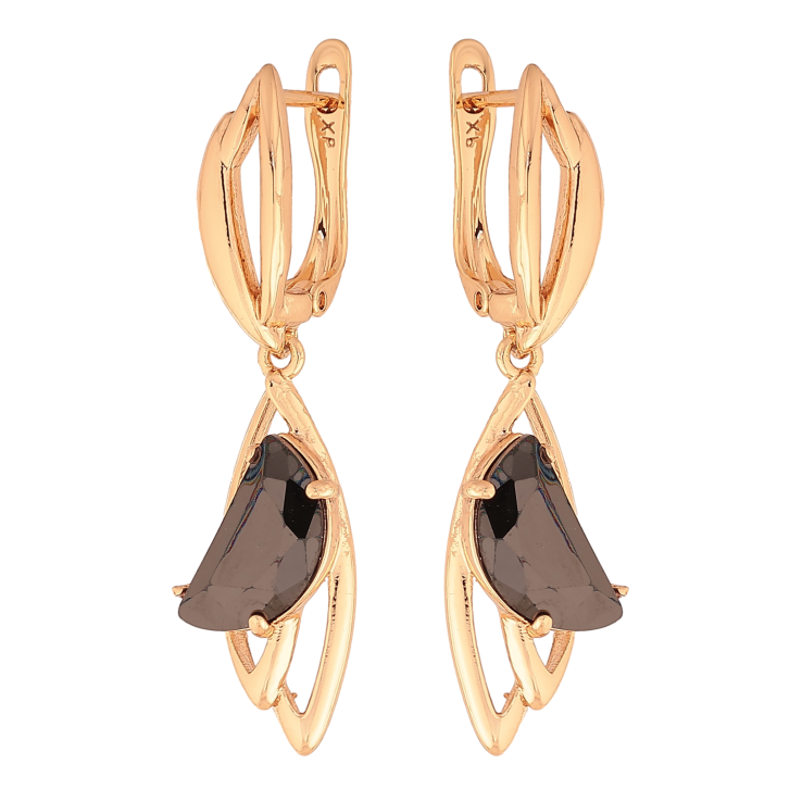 Сережки Xuping колір Позолота 18К англійський замок "Підвіски з чорними кристалами" фото №16 Сережки Xuping колір Позолота 18К англійський замок "Підвіски з чорними кристалами" фото №16